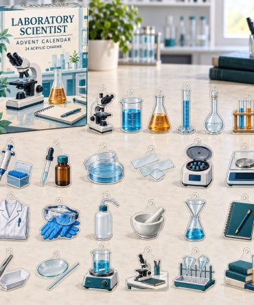 Science Advent Countdown For Lab Lovers - 24-Day Acrylic Charm Gift Box With Mini Lab Tools, Perfect Scientist Holiday Gift