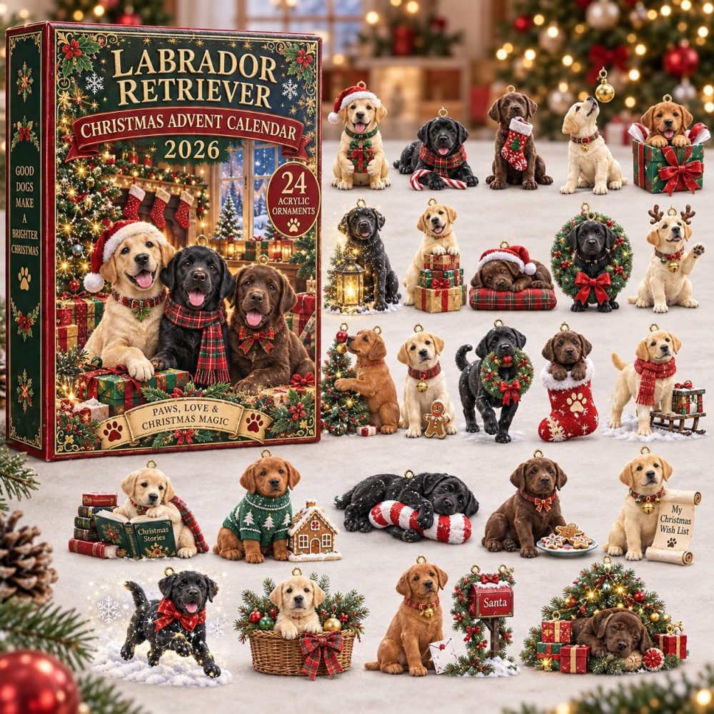 Labrador Retriever Christmas Advent Calendar 2026 — 24-Day Dog Lover Countdown With Acrylic Lab Charms, Pet-Themed Holiday Gift
