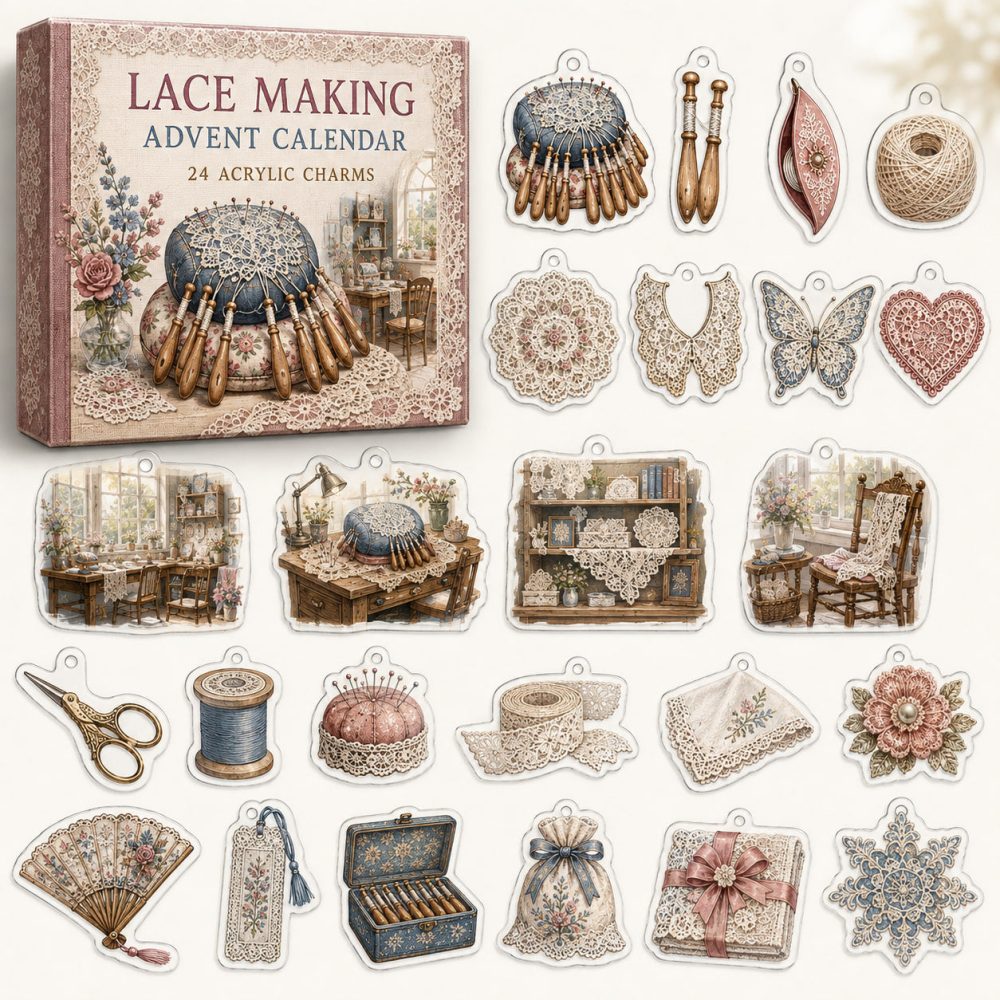 24-Day Lace Making Charm Countdown - Acrylic Crafting Ornament Advent Calendar For Lace Makers, Diy Kits & Sewing Gifts