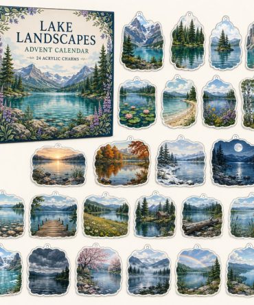2026 Lake Landscapes Advent Calendar - 24 Day Countdown With 24 Acrylic Charms , Lakeside Holiday Gift