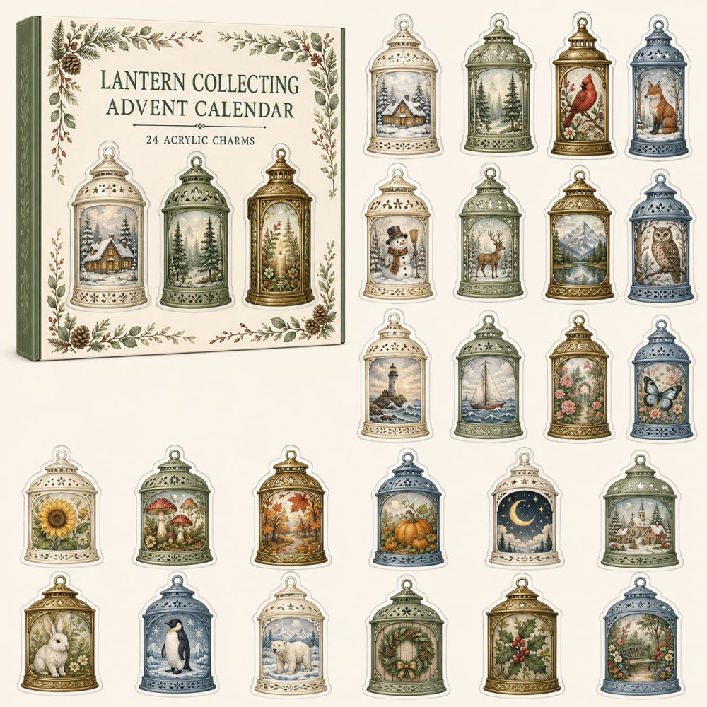 24-Day Lantern Collectors Countdown - Decorative Acrylic Charm Advent Calendar Featuring Mini Lantern Ornaments For Hobbyists