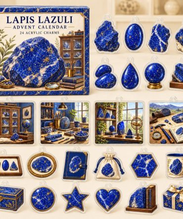 24-Day Lapis Lazuli Gem Charm Countdown: Blue Stone-Inspired Acrylic Charms For Crystal Lovers, Jewelry Crafts & Elegant Gift Sets