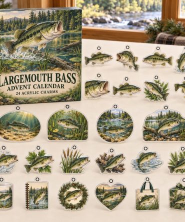 Largemouth Bass Acrylic Charm Advent Pack — 24 Fishing-Themed Holiday Ornaments, Perfect Gift For Anglers