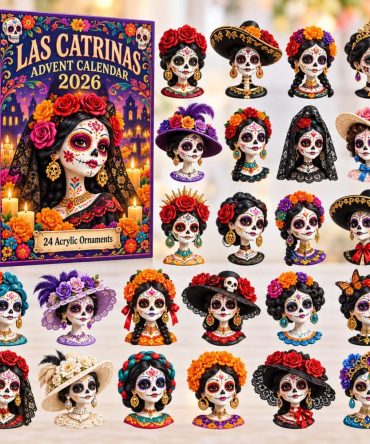 Las Catrinas 24-Day Advent 2026 - Artistic Acrylic Charm Countdown, Elegant Day Of The Dead Ornaments & Festive Gift