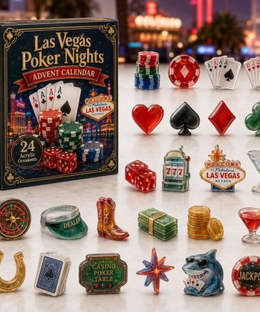 Las Vegas Poker Night Countdown 2026 - 24 Casino-Themed Acrylic Charms, High-Roller Gift For Poker Lovers