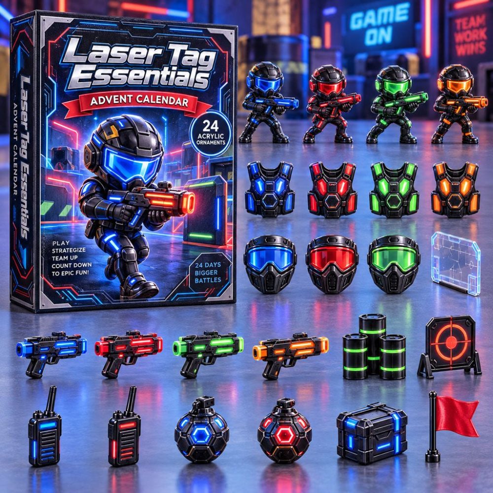 Laser Tag Essentials Advent Calendar 2026 - 24-Day Beginner To Pro Countdown With Acrylic Charms, Ultimate Gamer Holiday Gift