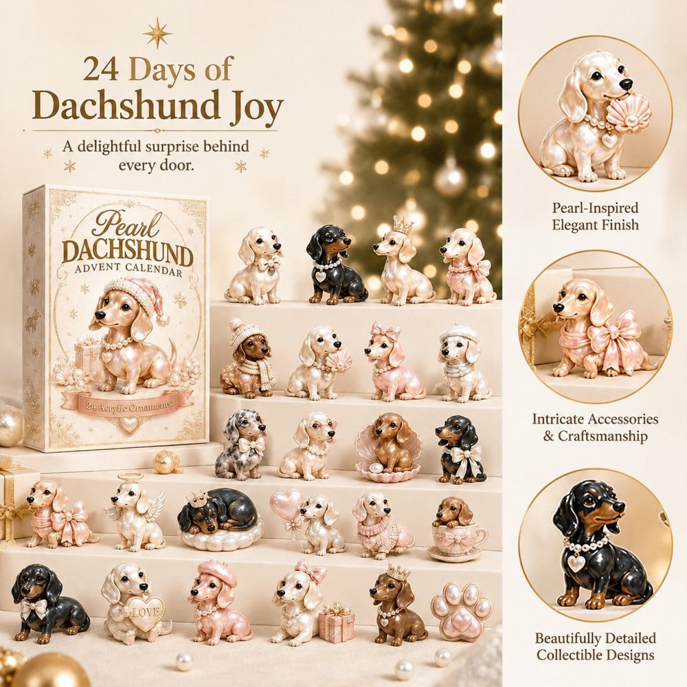 Pearl Dachshund Christmas 2026 — 24-Day Dachshund Advent Countdown With Elegant Pearl-Style Acrylic Charms