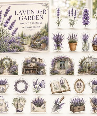 Lavender Bloom Advent Calendar — 24 Acrylic Floral Charms For Aromatherapy Fans & Garden Decor , Holiday Gift Set