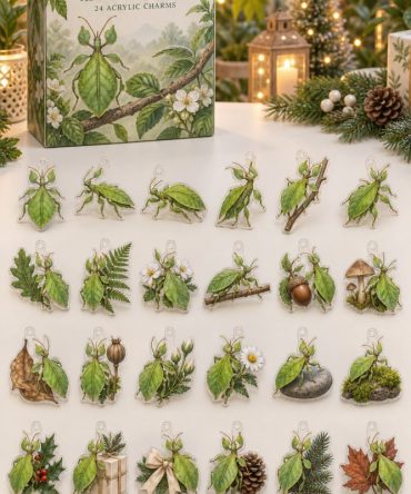 24-Day Leaf Insect Collectible Acrylic Charm Advent Calendar — Botanic & Bug Holiday Countdown Kit For Nature Lovers And Crafters