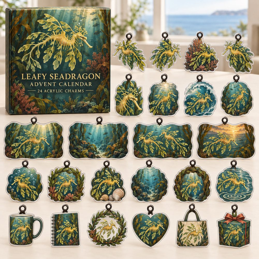 Leafy Seadragon 24-Day Acrylic Charm Countdown — Ornate Kelp Forest Advent Set With 24 Mini Charms, Ideal Gift For Sea-Weed & Seadragon Fans