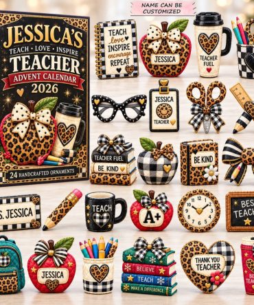 2026 Leopard Teacher Love Advent Calendar — 24-Day Acrylic Charm Countdown With Trendy Leopard Print Teacher Gifts