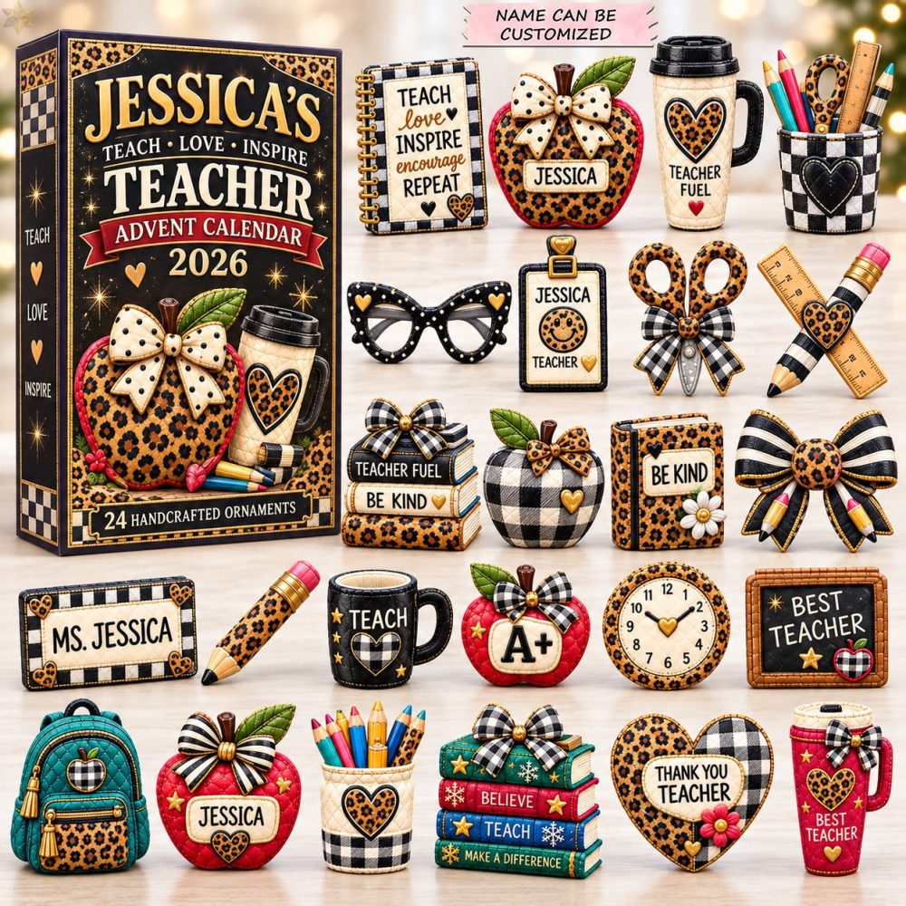 2026 Leopard Teacher Love Advent Calendar — 24-Day Acrylic Charm Countdown With Trendy Leopard Print Teacher Gifts