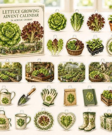 Lettuce Growing 24-Day Charm Advent Calendar - Acrylic Veggie Charms For Gardeners & Foodies , Holiday Countdown With Collectible Mini Charms