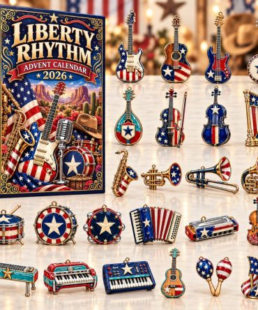 Liberty Rhythm Advent Calendar 2026 — 24-Day Acrylic Charm Countdown, Patriotic Music & Holiday Ornament Set
