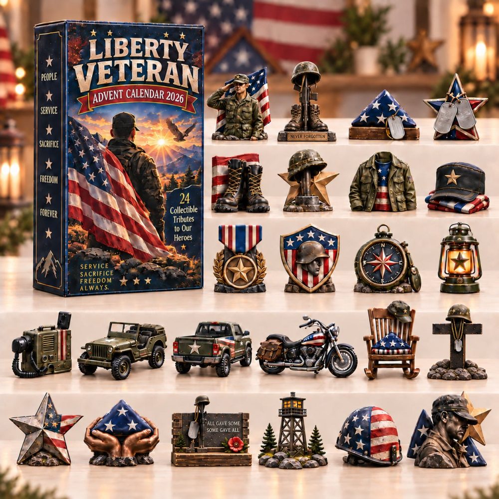 Liberty Veteran Holiday Advent Calendar 2026 — 24-Day Patriotic Countdown With Acrylic Flags & Service Charms, Veteran Appreciation Gift