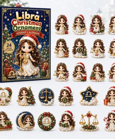 Libra Zodiac Ornament Countdown Calendar — 24 Cosmic Acrylic Charms, Stylish Astrology Gift For Libra Birthdays & Holiday 2026