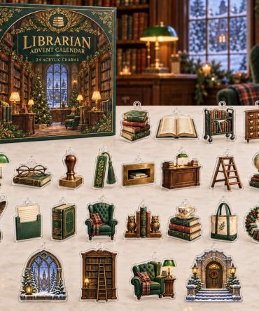 Deluxe Librarian 24-Day Countdown Calendar With 24 Acrylic Book Charms — Perfect Gift For Bookworms & Library Staff