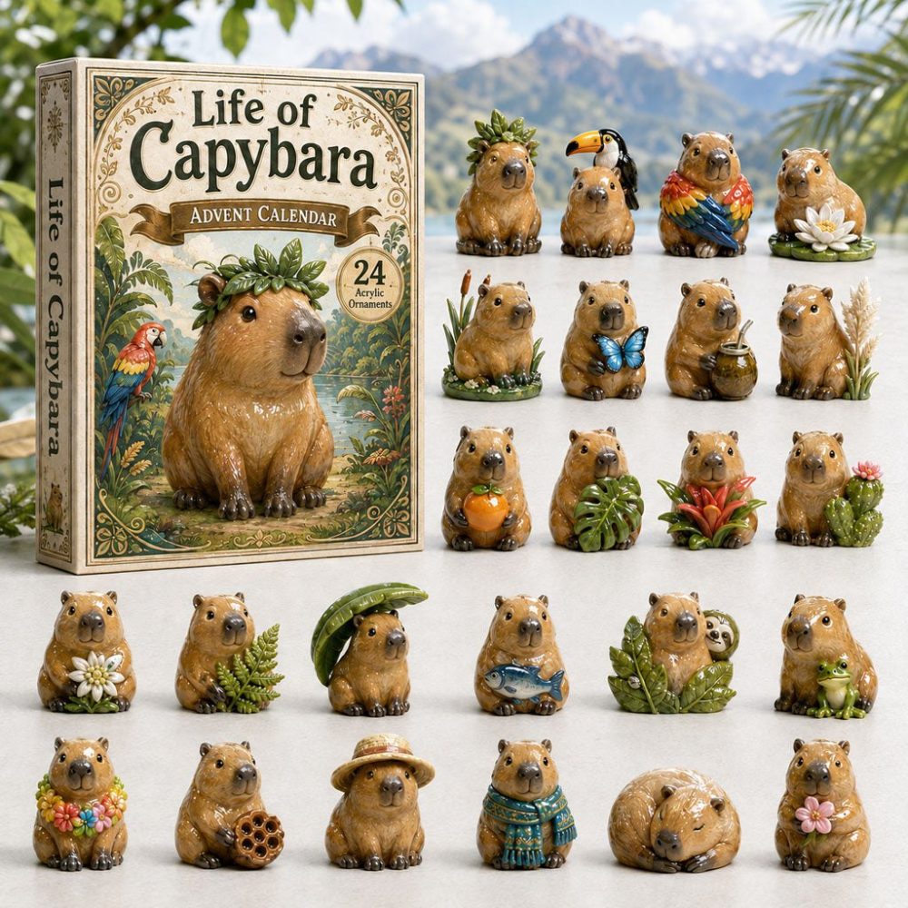 Capybara Life 2026 Advent Countdown — 24-Day Acrylic Charm Gift Set, Cute Capybara Collectible For Animal & Gift Lovers