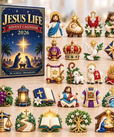 Life Of Jesus Collection 24-Door Biblical Countdown With Acrylic Scripture Charms — Inspirational Christmas Nativity Decor & Gift Set