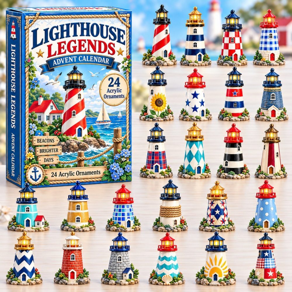 2026 Lighthouse Legends Advent Calendar — 24 Nautical Acrylic Charms, Coastal Countdown Gift For Maritime Fans