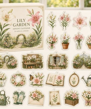 Lily Floral Holiday Countdown Collection — 24 Elegant Acrylic Lily Charms, Botanical Advent Set & Gift For Flower Lovers And Crafters