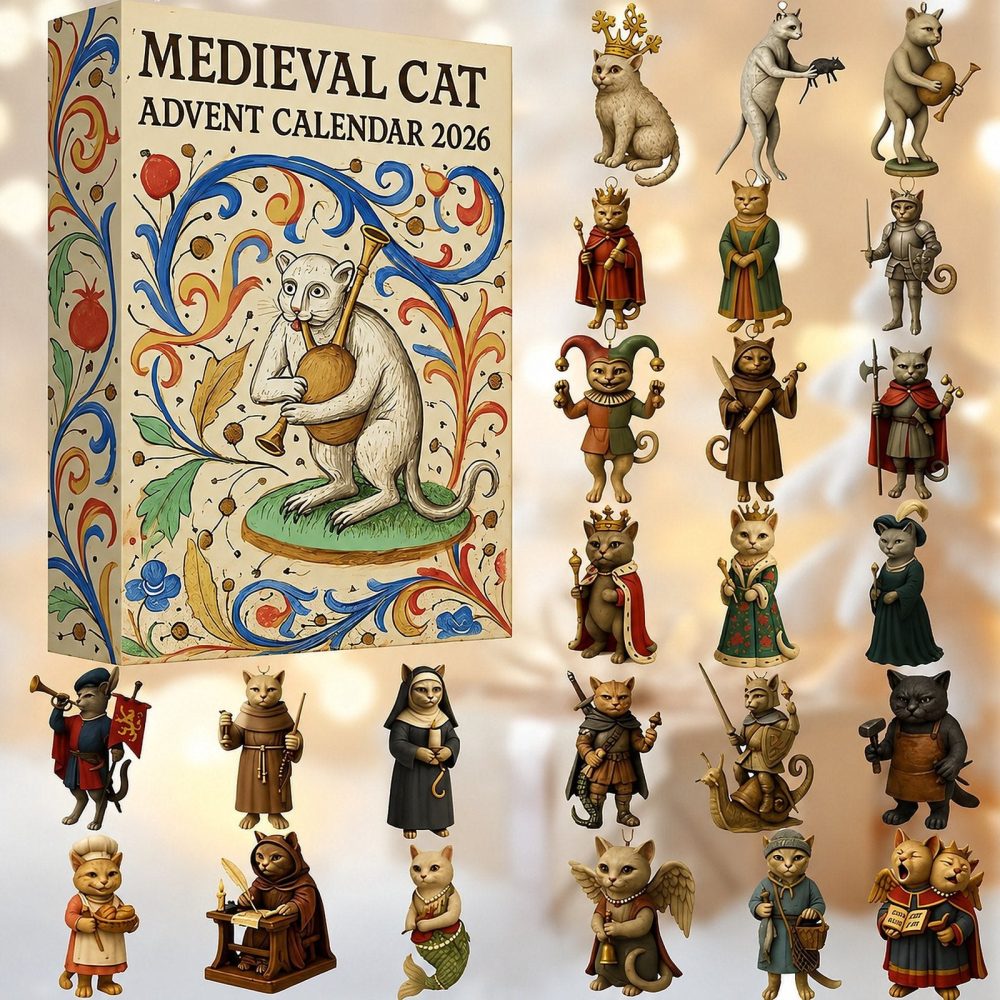 Limited Edition Medieval Cat 24-Day Countdown Calendar 2026 — Only 100 Sets, Collectible Acrylic Charms & Keepsake
