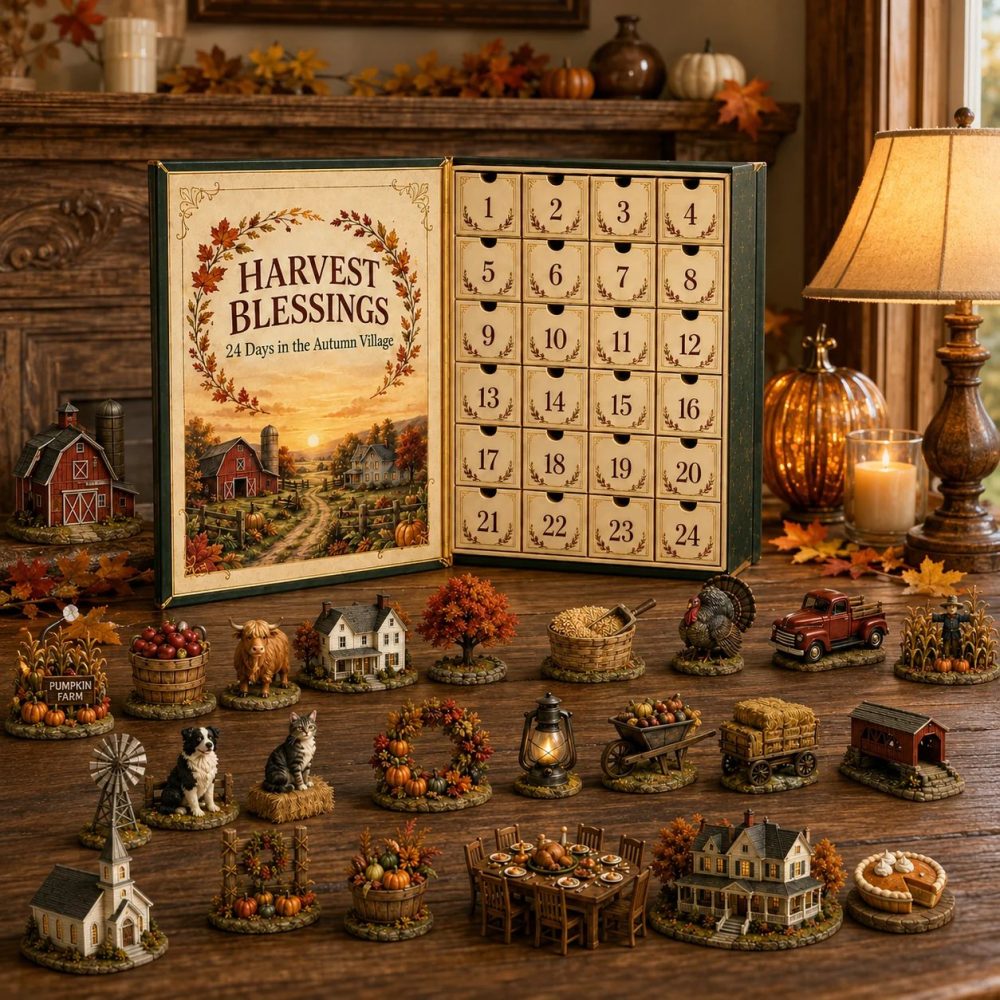 Harvest Blessings 24-Day Fall Countdown Calendar With 24 Acrylic Charms — 2026 Seasonal Décor, Thanksgiving Gifts & Family Countdown Fun