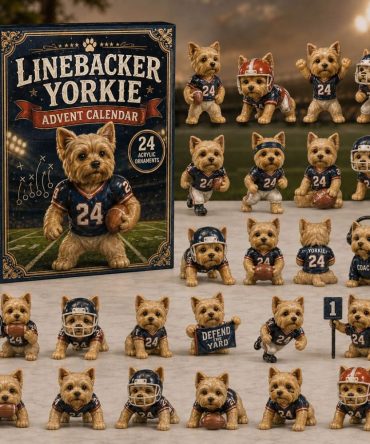 Linebacker Yorkie 2026 Football Advent Calendar — 24-Day Acrylic Charm Countdown Featuring Yorkie Sports Designs