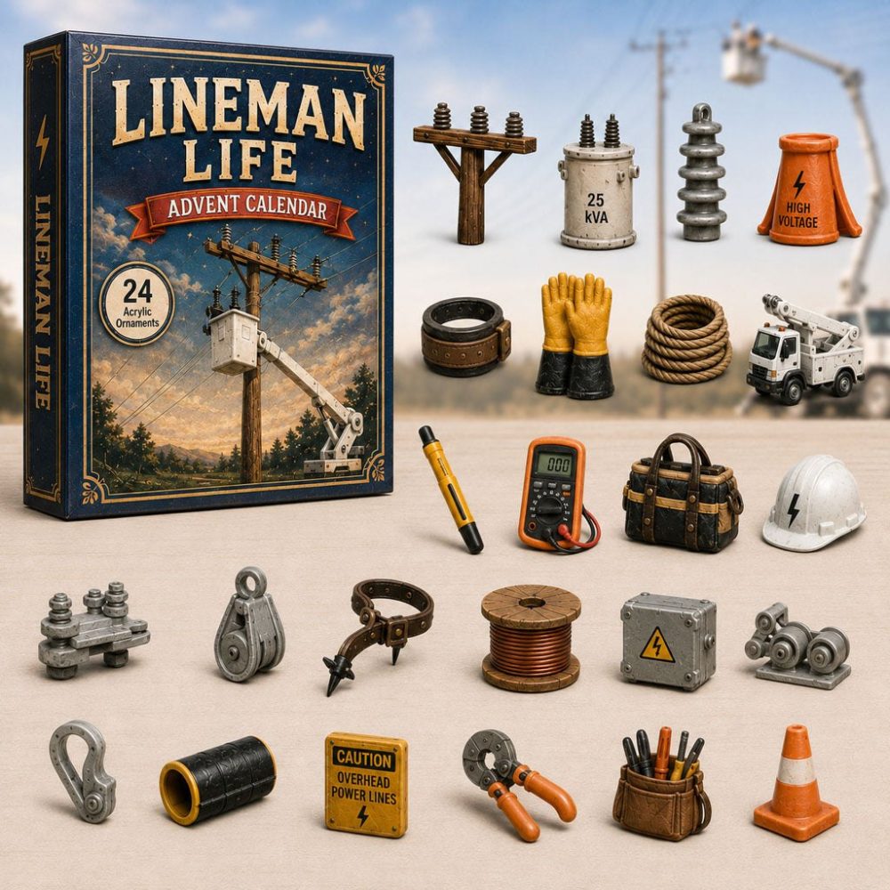 Lineman 2026 Advent Calendar — 24-Day Countdown With Utility Crew Acrylic Charms, Perfect Gift For Lineworkers