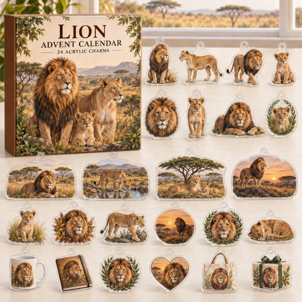 Lion Pride Countdown Collection — 24 Hand-Painted Acrylic Lion Charms, Safari-Themed Daily Reveal Gift For Wildlife Lovers 2026