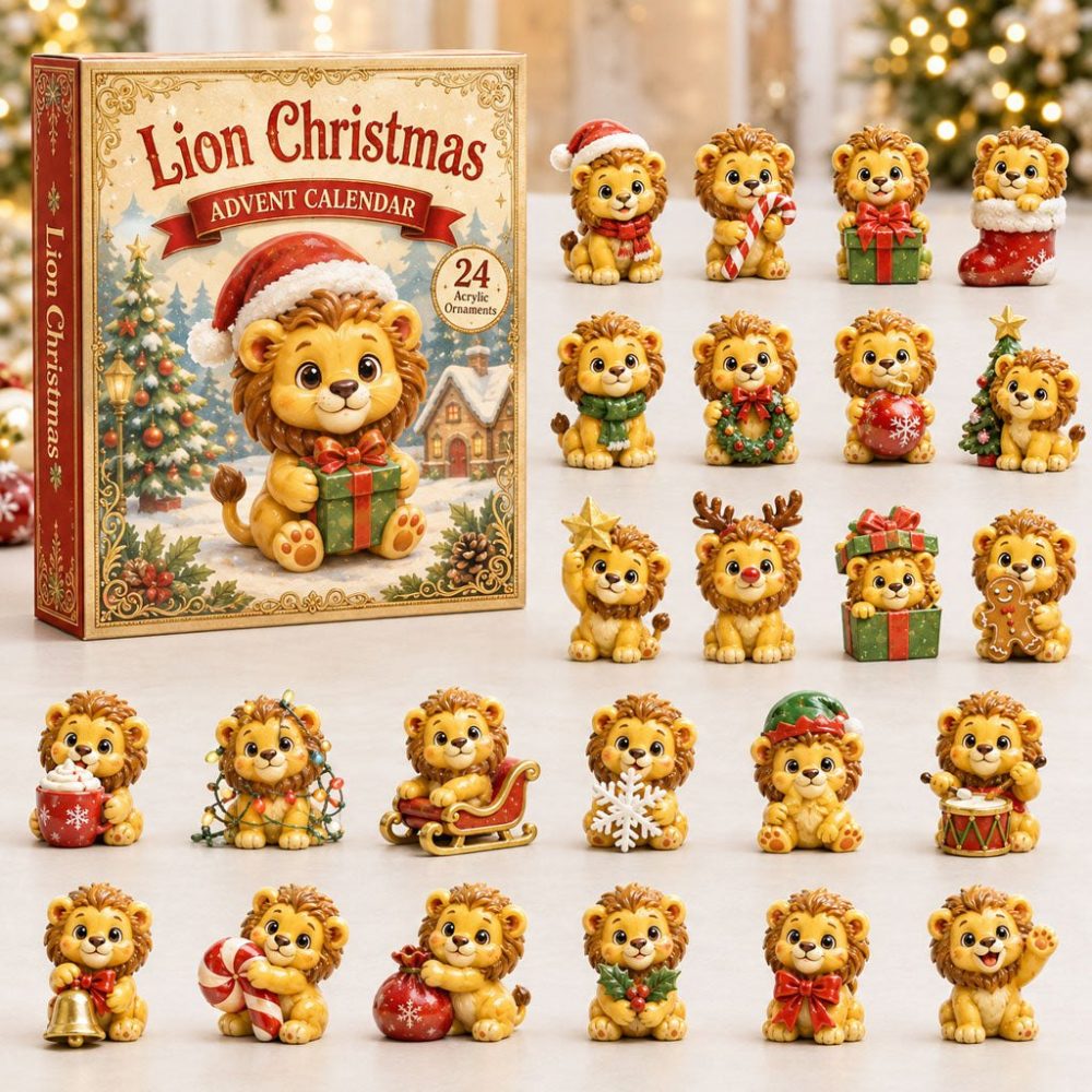2026 Lion Christmas Countdown — 24-Day Acrylic Charm Advent Calendar, Festive Holiday Gift For Animal Lovers & Collectors
