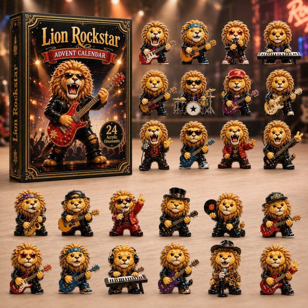 2026 Lion Rockstar Countdown — 24-Day Acrylic Charm Advent Calendar, Rock & Roll Animal Gift For Fans And Collectors