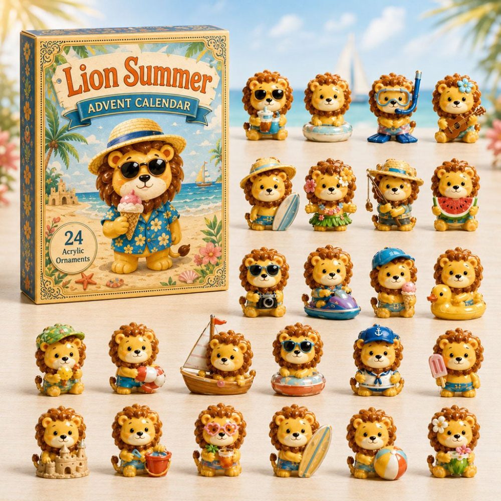 2026 Lion Summer Countdown — 24-Day Acrylic Charm Advent Calendar, Bright Seasonal Gift For Animal Fans & Collectors