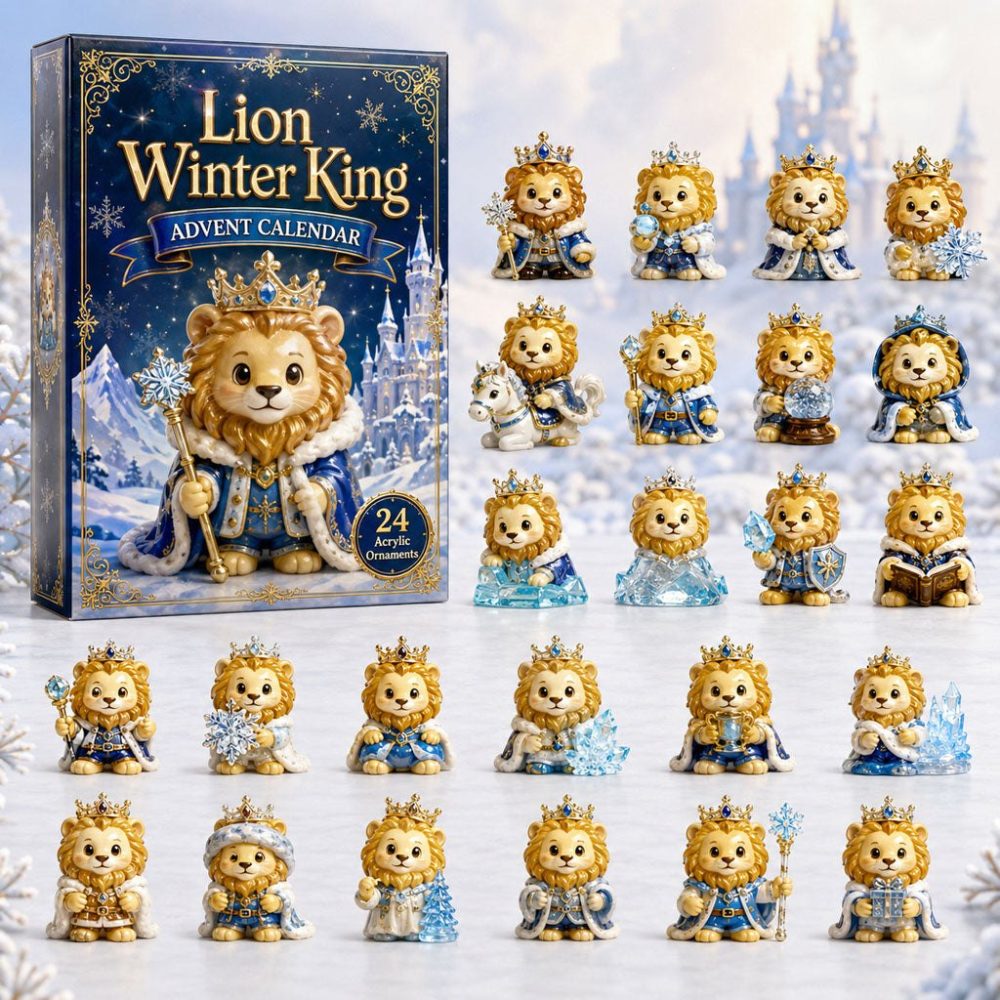 2026 Lion Winter King Countdown — 24-Day Acrylic Charm Advent Calendar, Regal Animal-Themed Holiday Gift & Collectible