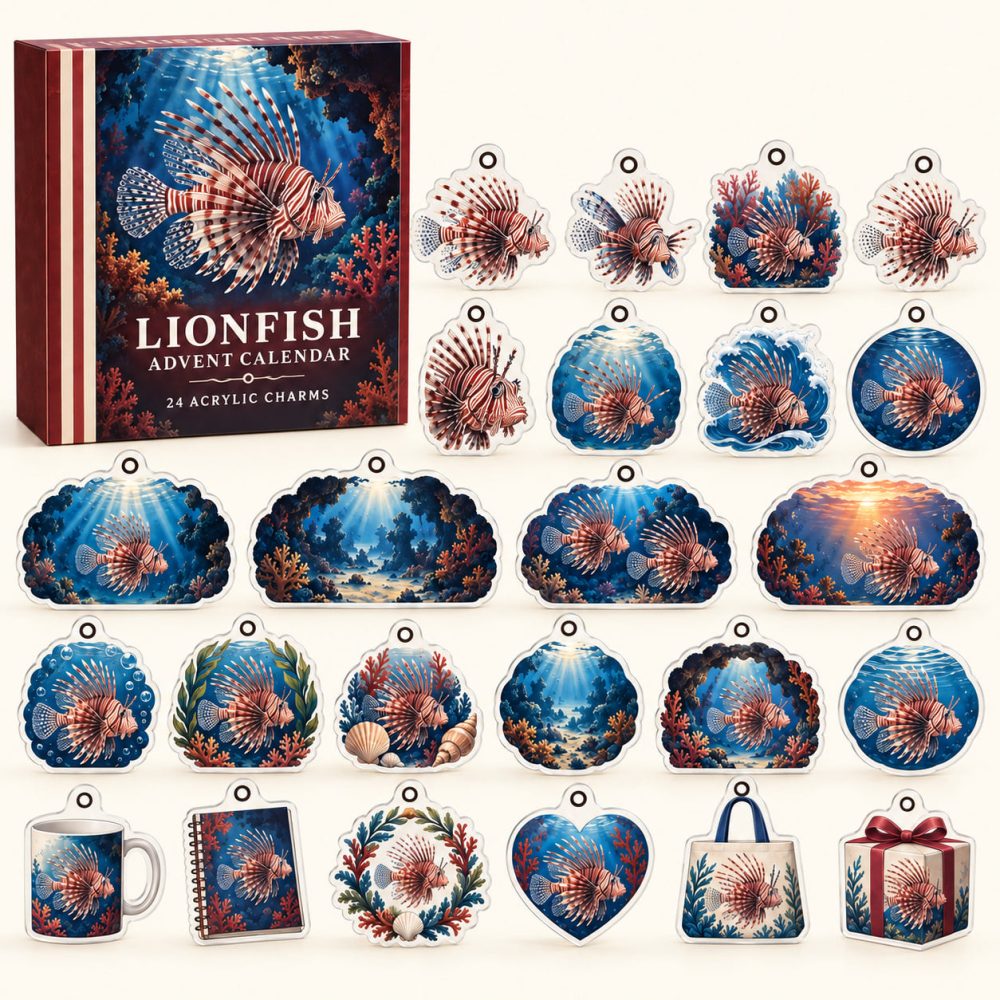Exclusive Lionfish 24-Day Acrylic Charm Advent Calendar — Ocean Reef Holiday Countdown, Collectible Gift & Stocking Stuffer