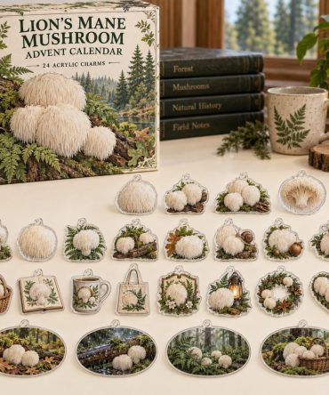 Limited Edition 24-Day Lion'S Mane Mushroom Charm Countdown — 24 Acrylic Charms, Daily Surprise Ornaments For Gifts, Jewelry & Holiday Decor