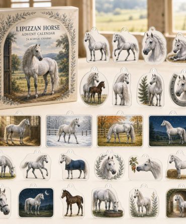 Lipizzan Horse 24-Day Charm Countdown — Elegant Acrylic Horse Charms Gift Box For Classical Dressage Fans & Collectors