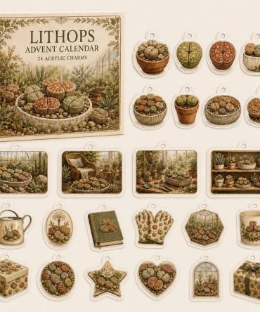 Lithops 24-Day Acrylic Charm Holiday Countdown - Plant Lover Gift, Mini Charms & Home Decor