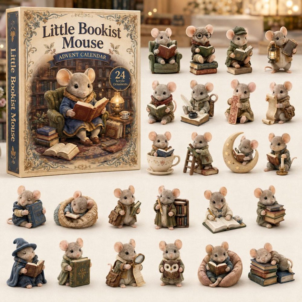 2026 Little Bookish Mouse Countdown — 24-Day Acrylic Charm Advent Calendar, Literary-Themed Holiday Gift For Kids & Readers