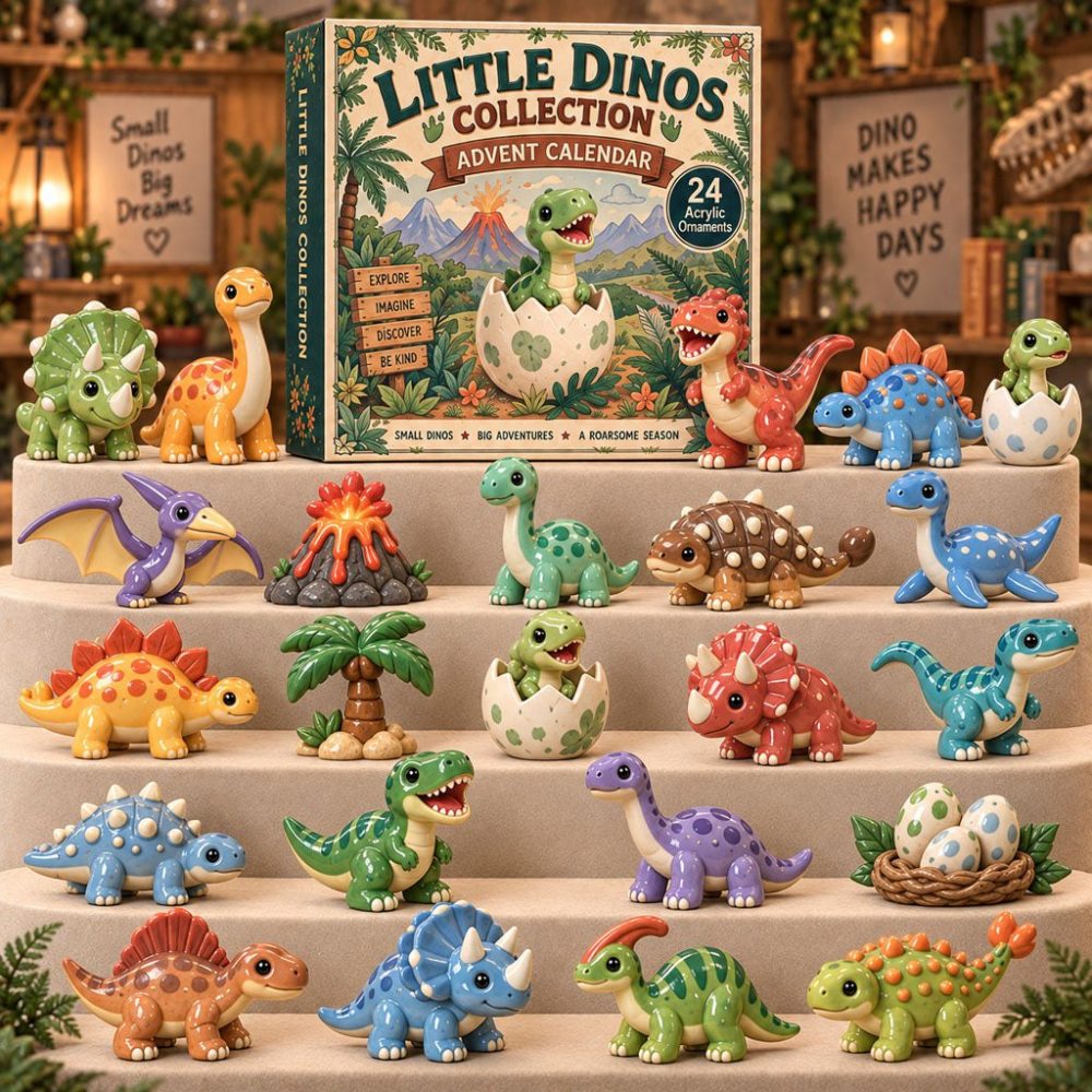 2026 Little Dinos Countdown Calendar — 24 Cute Mini Acrylic Dinosaur Charms, Adorable Holiday Advent Gift For Toddlers & Kids