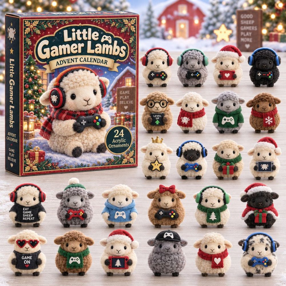 24-Day Holiday Countdown Calendar With 24 Acrylic Charms — Little Gamer Lambs Theme, Fun Christmas Gift For Kids & Gamers 2026