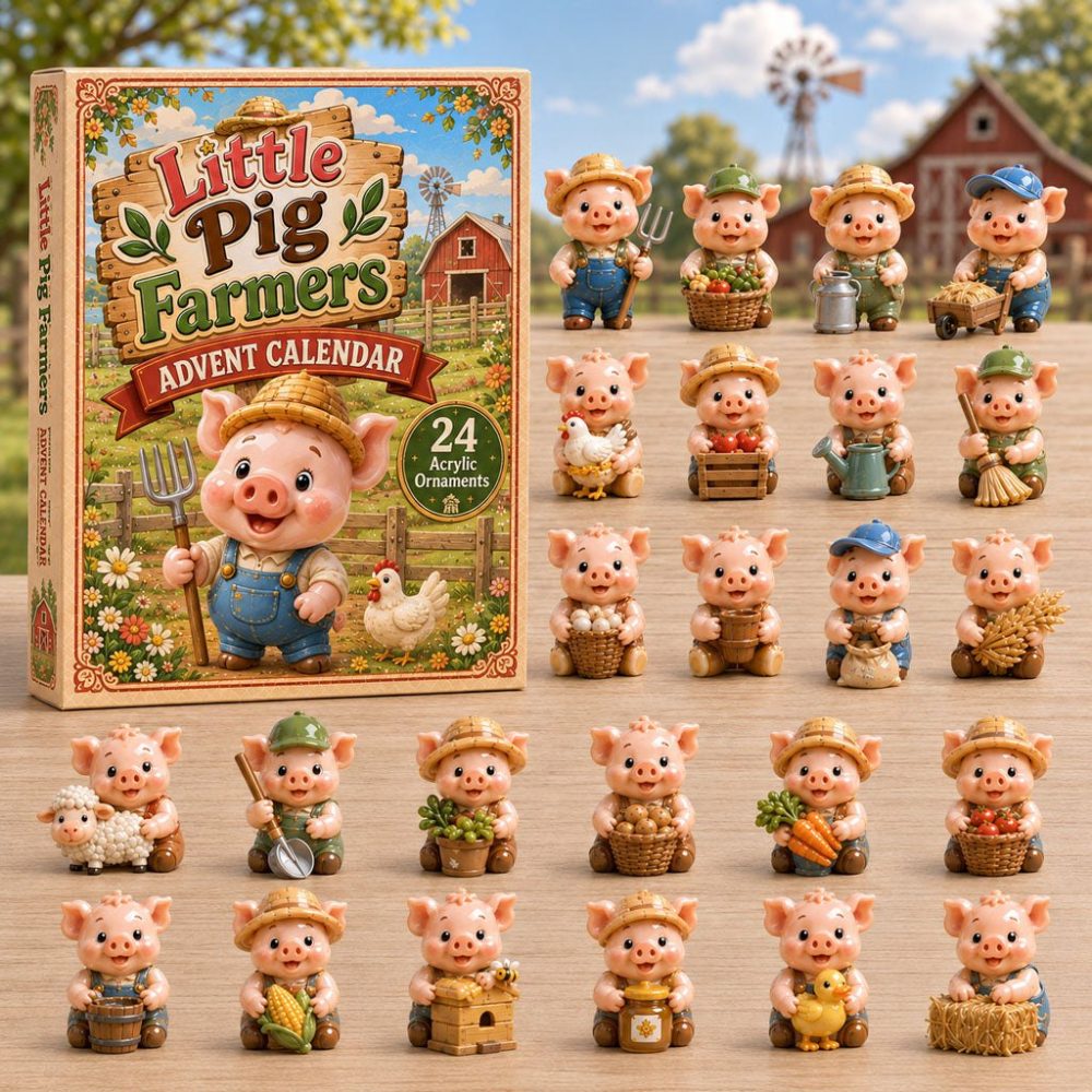 Little Pig Farmers 2026 Advent Calendar — 24-Day Acrylic Charm Set Featuring Farm Scenes, Charming Kids’ Gift