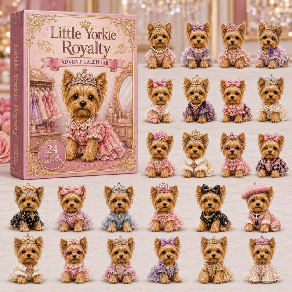 2026 24-Day Little Yorkie Royalty Countdown — Acrylic Yorkshire Terrier Charm Advent Calendar, Cute Holiday Gift For Yorkie Owners & Dog Lovers