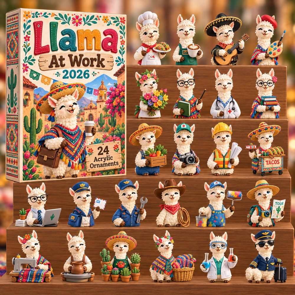 Llama At Work Advent Calendar 2026 - 24 Acrylic Llama Career Charms, Fun Daily Countdown For Kids & Collectors