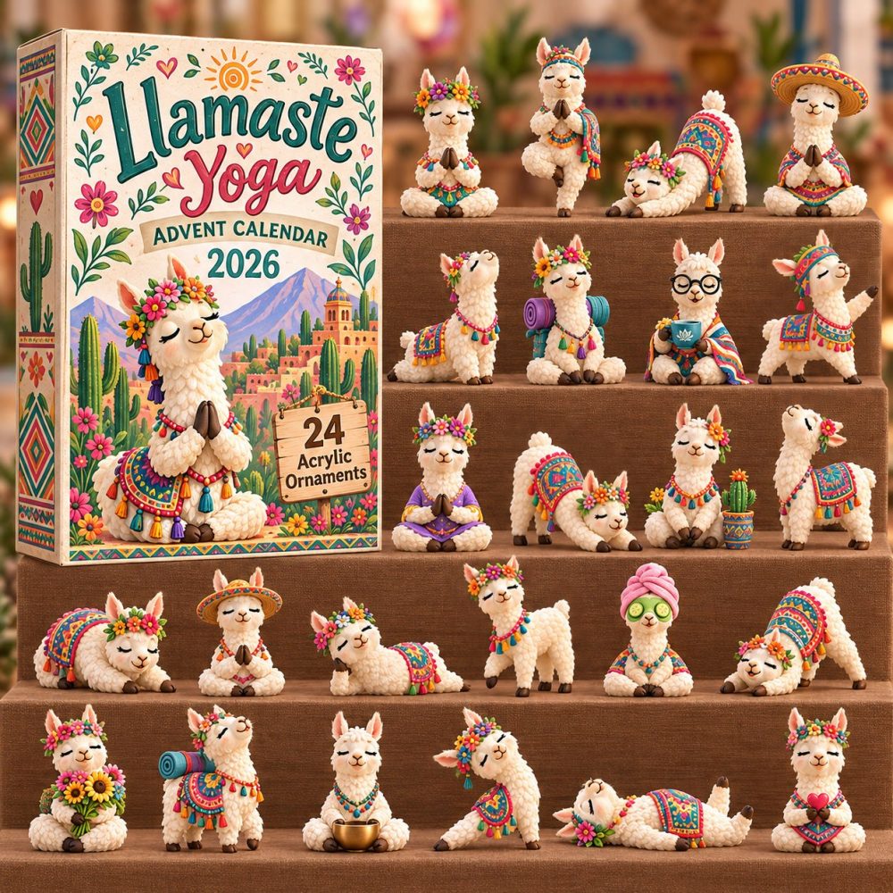 2026 Llamaste Yoga Advent Calendar - 24 Acrylic Llama Yoga Charms, Mindful Countdown Gifts For Yogis