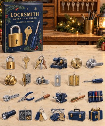 Locksmith-Themed 24-Piece Holiday Countdown Set With Acrylic Tool Charms For Crafts, Gifts & Stocking Stuffers