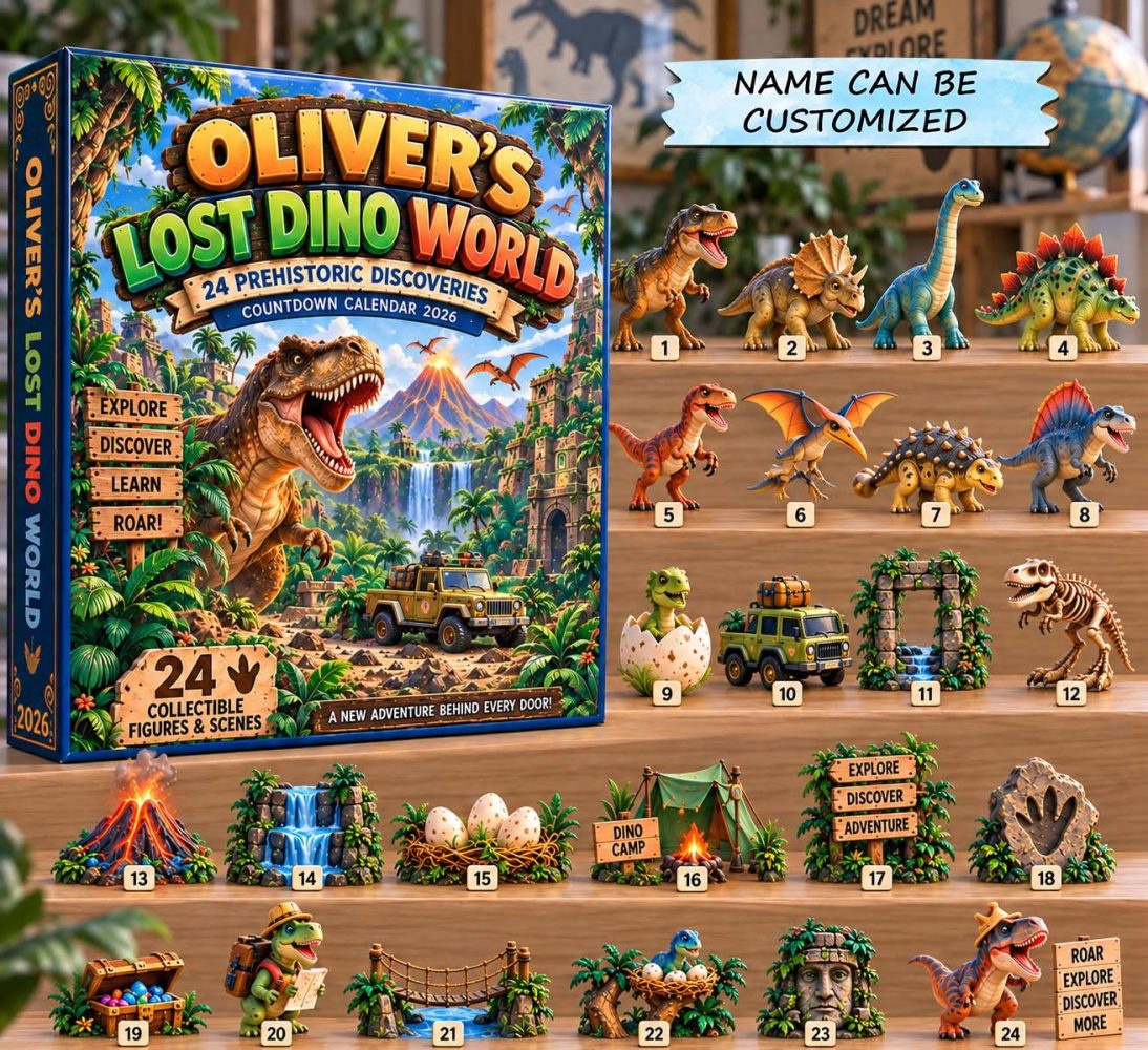 Lost Dino World 24-Day Countdown Calendar 2026 — Acrylic Dinosaur Charms, Interactive Gift For Kids & Dino Fans