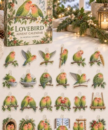 Lovebird 24-Piece Acrylic Charm Advent Countdown — Colorful Bird Gift Calendar For Pet Enthusiasts & Holiday Surprises