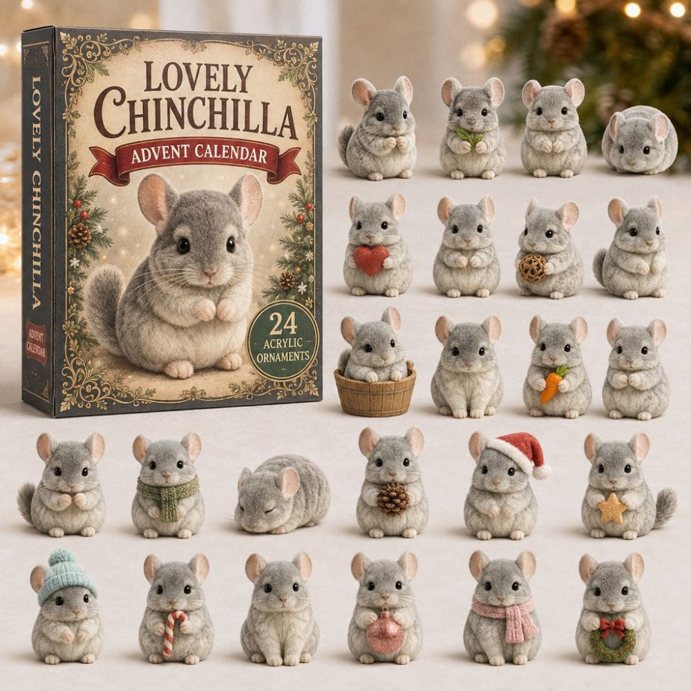 2026 Charming Chinchilla Countdown — 24-Day Acrylic Charm Advent Calendar, Perfect Gift For Small Pet Lovers & Collectors