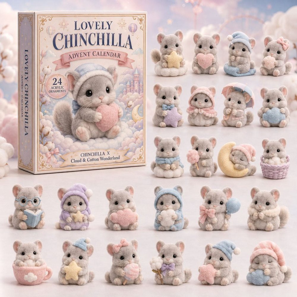 2026 Chinchilla Dream Countdown — 24 Acrylic Charm Advent Calendar, Adorable Holiday Gift For Chinchilla Fans & Collectors